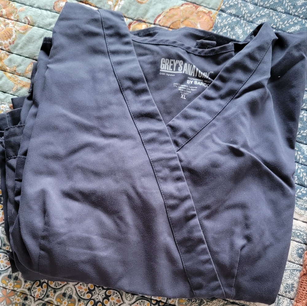 Grey's Anatomy Charcoal, Grey, and Navy Scrub XL Top Xl Bottom Get All Three!